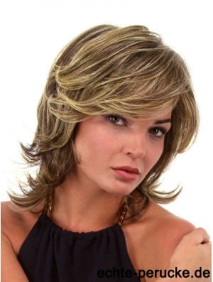 Trendy Brown Chin Length Wavy Layered Lace Front Wigs
