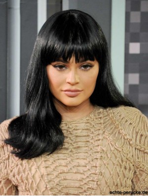 Gorgeous 14 inch Long Wavy With Bangs Lace Front Kylie Jenner Wigs