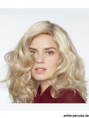 Synthetische Blonde Curly 100% handgebundene lange Mono Curly Perücken