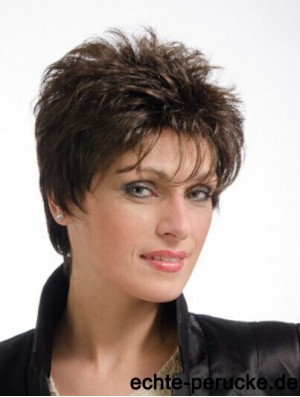 Brown 8 inch Cheap Cropped Straight Boycuts Lace Wigs