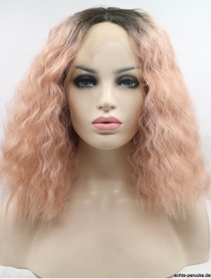 Curly Chin Länge ohne Pony Lace Front 13 Zoll synthetische Perücken