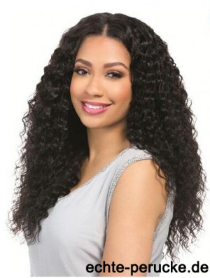 Curly Black 18  inchOhne Pony Remy Echthaar 360 Spitze Perücken