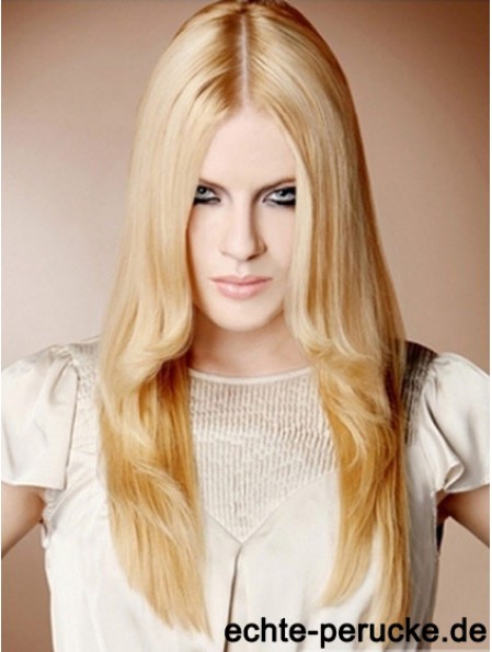 22  inchStraight Blonde 100% handgebundene synthetische Mono Cap Perücken