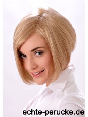 Kinnlänge gerade Monofilament Blonde Style Bob Perücken