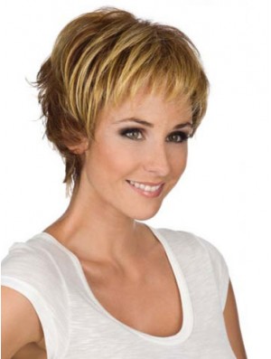 6  inchModerne blonde Boycuts Monofilament Perücken