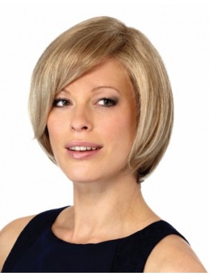 Stil Blonde Kinn Länge Straight Bobs Monofilament Perücken