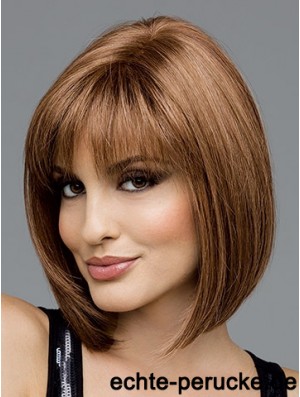 Brown Chin Length Straight Bobs 100% handgebundene Perücke Sale UK