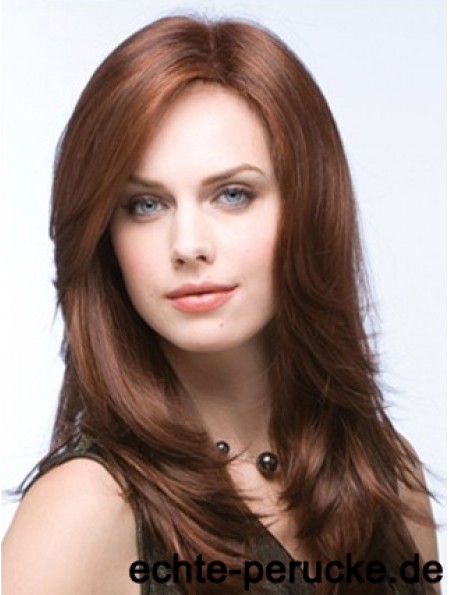 Erschwingliche Monofilament Perücken UK Straight Style Layered Cut Auburn Farbe