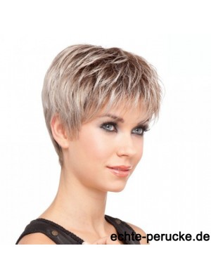 Sassy Blonde Cropped Straight Layered Lace Front Perücken