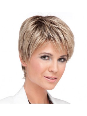 Günstige Blonde Cropped Straight Boycuts Lace Front Perücken