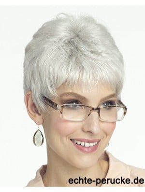 Exquisite Short Straight Lace Front Grey Wigs