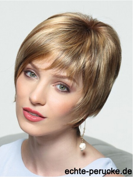 Layered Short Straight Blonde 8  inchPerfekte Monofilament Perücken