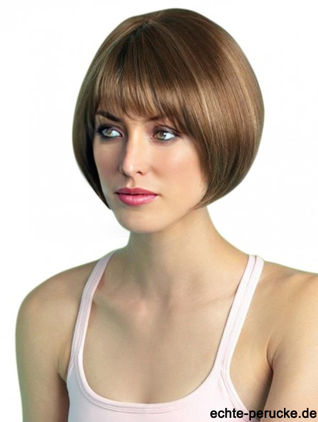 8 Zoll Cropped Monofilament Brown Bob Cut Perücken