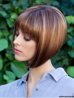 Damen Bob Perücken mit Monofilament Straight Style Chin Länge