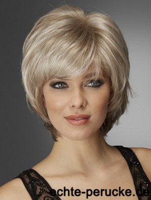 Welliges Kinn Länge Blond 10 Zoll Monofilament Exquisite Bob Perücken