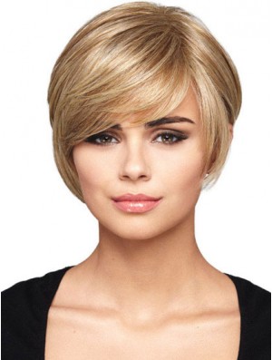 Capless kurze gerade gerade blonde Frisuren Bob Perücken