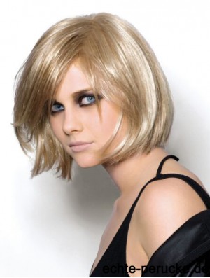 Gerade Kinnlänge Blond 10 Zoll Monofilament Trendy Bob Perücken