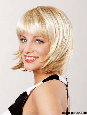 Gerade Kinnlänge Blond 10 Zoll Spitze Front Top Bob Perücken