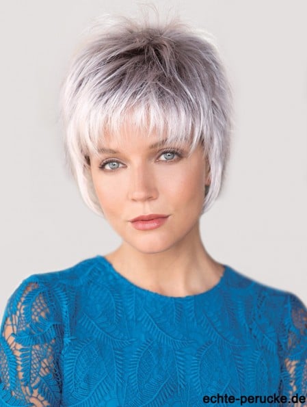 Capless Straight Cropped 6 inch Salt And Pepper Wig