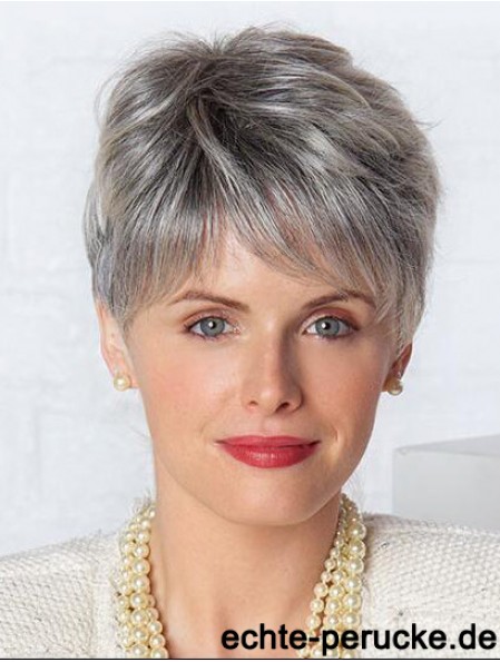 Monofilament Lace Perücken Grey Cut Straight Style Short Length