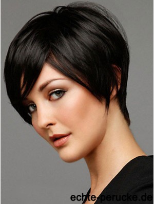 Kurze Perücke mit kappenloser schwarzer Farbe Boycuts Straight Style