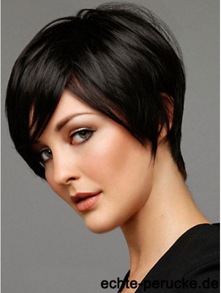 Kurze Perücke mit kappenloser schwarzer Farbe Boycuts Straight Style