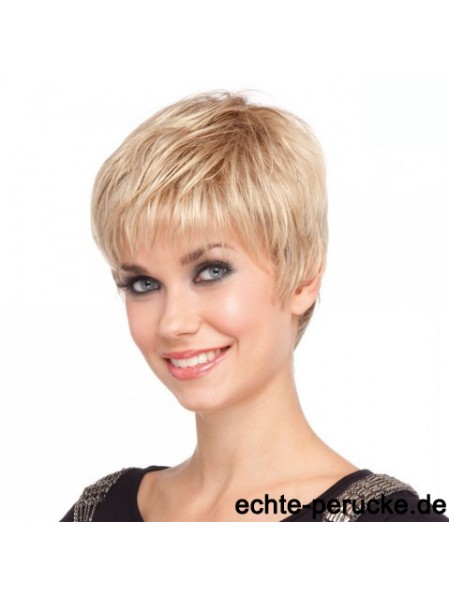 4 Zoll billigste gerade Boycuts blonde kurze Perücken