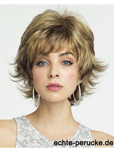 8 Zoll erschwingliche Curly Layered Blonde Short Perücken