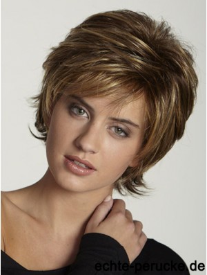 Synthetische Perücken UK Brown Farbe Short Length Layered Cut