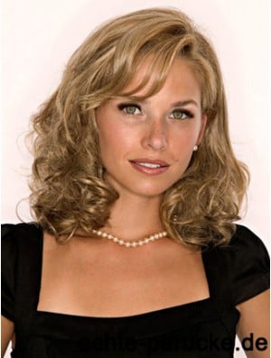 Half Wig With Remy Blonde Color Shoulder Length Wavy Style