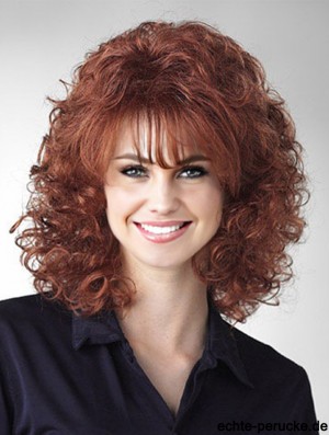 Curly Auburn Durable Schulterlange klassische Perücken