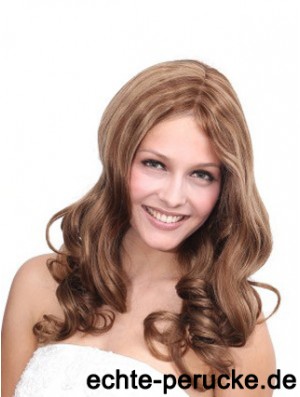 No-Fuss Brown Wavy ohne Pony 100% handgebundene lange Perücken