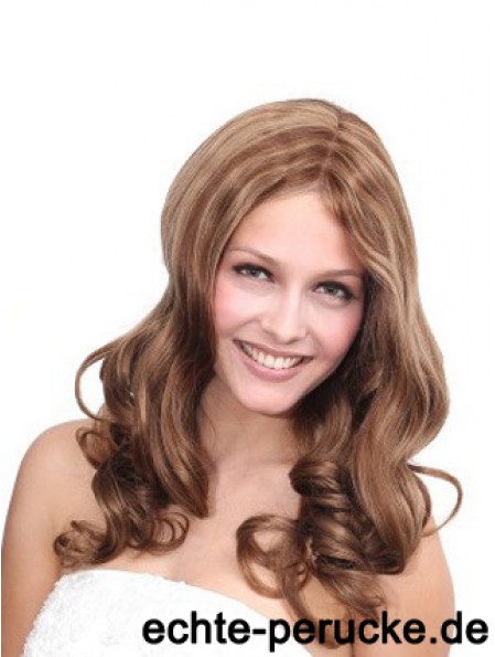 No-Fuss Brown Wavy ohne Pony 100% handgebundene lange Perücken