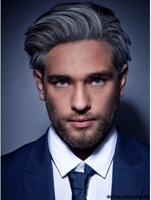 Synthetic Capless Grey Short Straight Mens Wigs To Buy UK