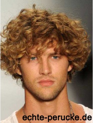 Blonde 8  inchRemy Human Curly Layered Lace Front Herren Perücken