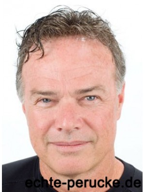 Herren Toupee Haarteile mit Remy Monofilament Short Length Wavy Style
