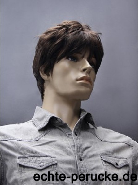 Synthetische Brown Straight Capless Short Herren Brown Perücke