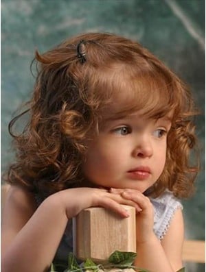 Wigs For Kids With Remy Lace Front Shoulder Length Curly Style