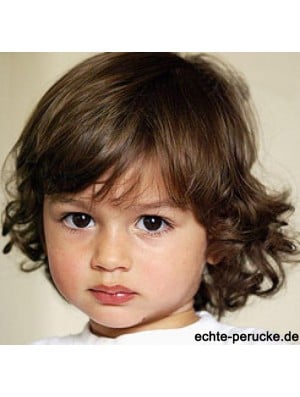 Curly Chin Length Blonde Remy Human Hair Capless Kids Wigs