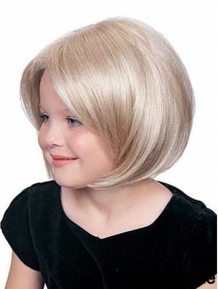 Gerade Kinn Länge Blonde Synthetic Lace Front Kinder Perücken