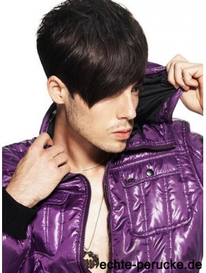 Remy Mensch Capless Short Straight Herren Haar Perücken