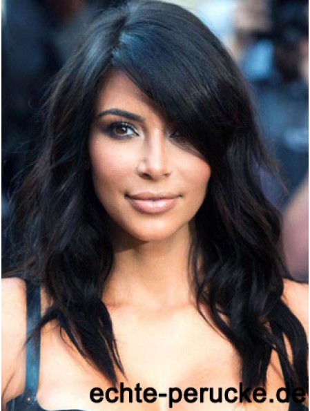Kim Kardashian Wig With Remy Human Capless Black Color Wavy Style