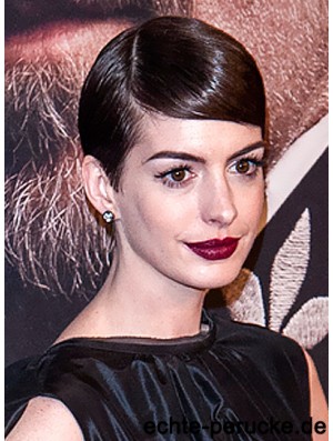 Brown Cropped Straight Boycuts Capless 5 inch Anne Hathaway Wigs