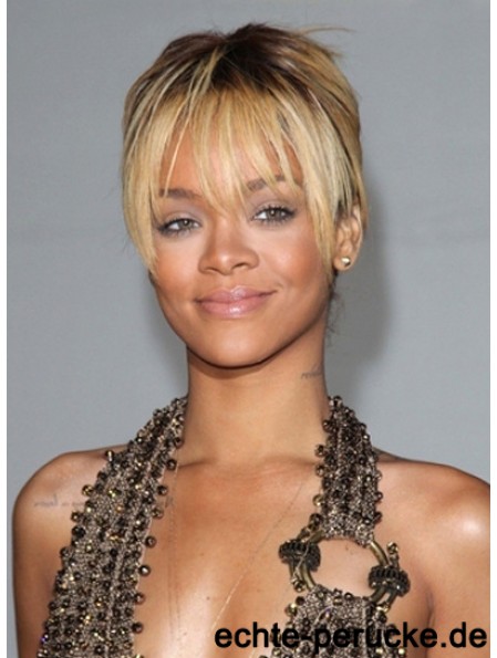 Sleek Cropped Blonde Straight Capless Rihanna Wigs