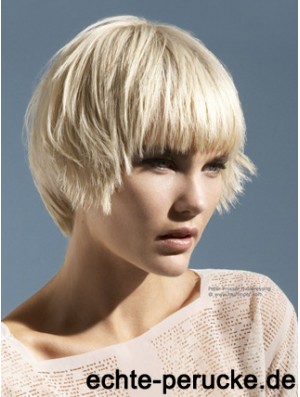 Monofilament Boycuts Short Straight 10  inchPlatinblonde Convenient Fashion Perücken