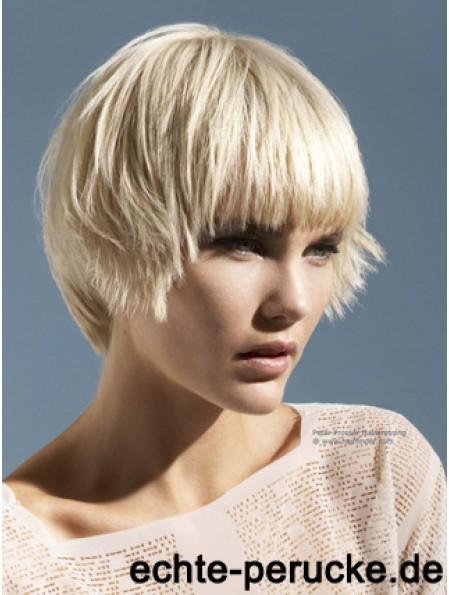 Monofilament Boycuts Short Straight 10  inchPlatinblonde Convenient Fashion Perücken