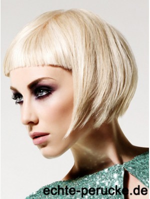 Monofilament Bobs Short Straight 10  inchPlatinblonde Frisuren Mode Perücken