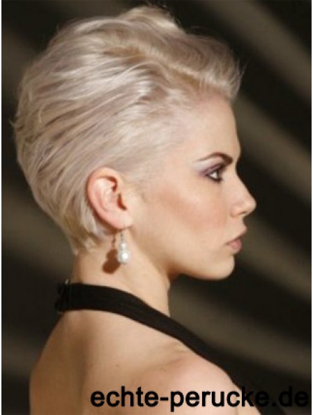 Capless Boycuts Short Straight 8  inchPlatinblond Erschwingliche Mode Perücken