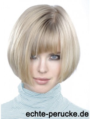 Monofilament Bobs Short Straight 10 Zoll Platinum Blonde Style Fashion Perücken