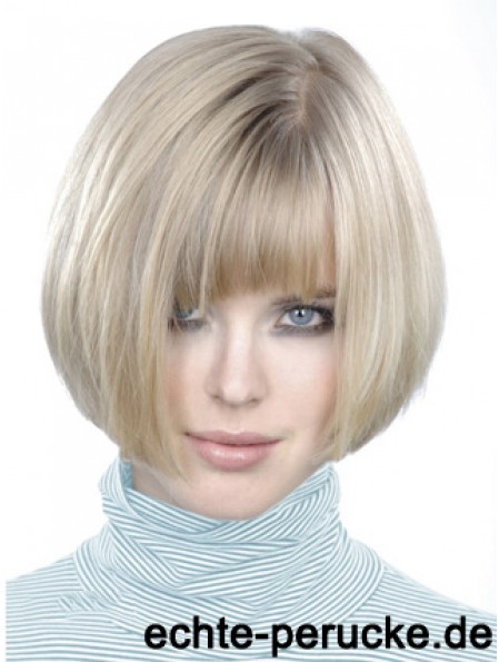 Monofilament Bobs Short Straight 10 Zoll Platinum Blonde Style Fashion Perücken